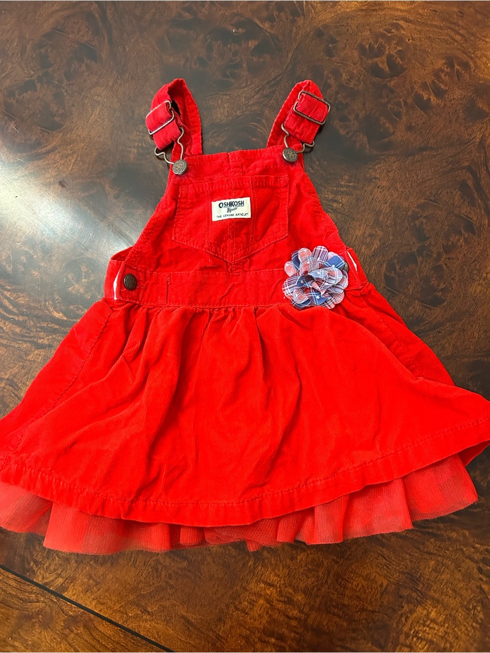 OshKosh‎ B'gosh Red Corduroy Tulle Skirtall 24M Overall Dress